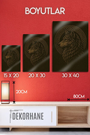 Metal Baskı - Mitolojik Türk Kurt Dekoratif Tablo, Parlak Canlı