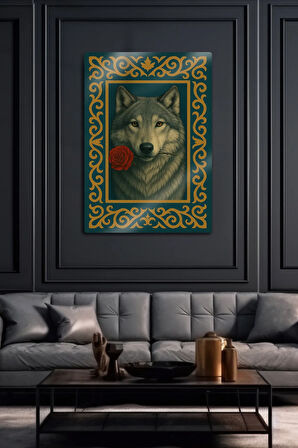 Metal Baskı - Mitolojik Türk Kurt Temalı Dekoratif Tablo