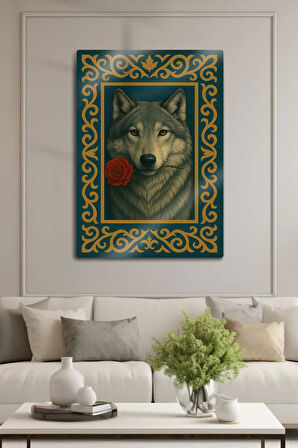 Metal Baskı - Mitolojik Türk Kurt Temalı Dekoratif Tablo