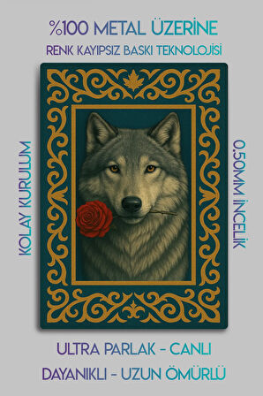 Metal Baskı - Mitolojik Türk Kurt Temalı Dekoratif Tablo