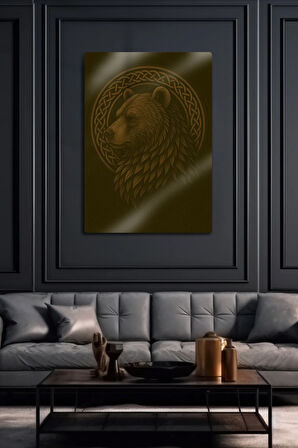 Metal Parlak Baskı - Ayı Temalı Dekoratif Tablo, Parlak Cam Görüntüsü