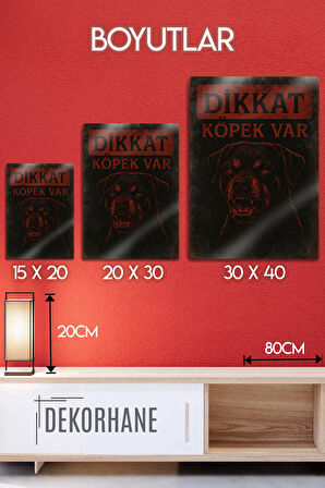 Dikkat Köpek Var - Uyarı Levhası, Tablo, Metal Paslanmaz Baskı