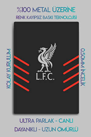 Metal Levha Üzerine - Liverpool LFC, Logo Temalı, Parlak Dekoratif Tablo