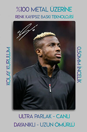 Metal Baskı - İmzalı Victor Osimhen, Taraftar Futbol Poster, Dekoratif Tablo