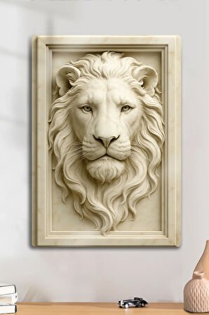 3D Metal Baskı - Aslan Figürlü Dekoratif Tablo, Sanat, Ev Dekorasyon
