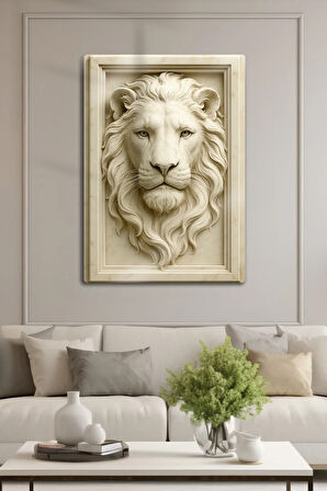 3D Metal Baskı - Aslan Figürlü Dekoratif Tablo, Sanat, Ev Dekorasyon