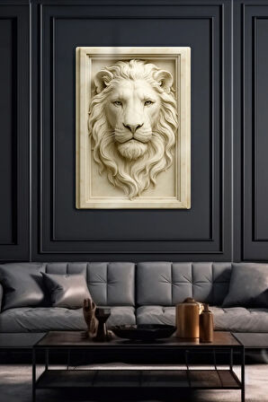3D Metal Baskı - Aslan Figürlü Dekoratif Tablo, Sanat, Ev Dekorasyon