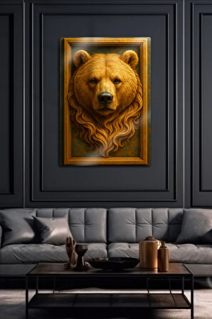 3D Kabartma Metal Baskı - Ayı Bear Figürlü Dekoratif Tablo, Sanat, Ev Dekorasyon