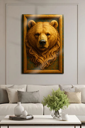 3D Kabartma Metal Baskı - Ayı Bear Figürlü Dekoratif Tablo, Sanat, Ev Dekorasyon