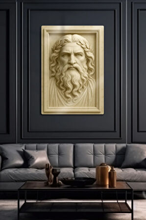 3D Metal Baskı - Yunan Tanrı Figürlü, Mitolojik Heykel, Dekoratif Tablo, Sanat, Ev Dekorasyon