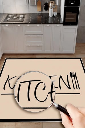 Kitchen Yazılı Baskılı Yıkanabilir Leke Tutmaz Kaymaz Mutfak Halısı