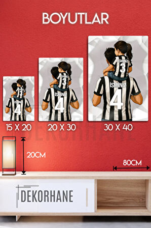 Metal Baskı - Kişiye Özel Kara Kartal, Siyah Beyaz, Baba Kız Çocuk, Taraftar Tablosu