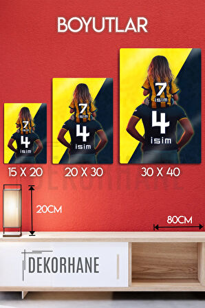 Metal Baskı - Kişiye Özel Taraftar Tablosu, Sarı Lacivert Baba Kız Çocuk