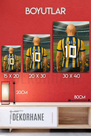 Metal Baskı - Kişiye Özel Taraftar Tablo, Sarı Lacivert, Kişiselleştirebilir Kel