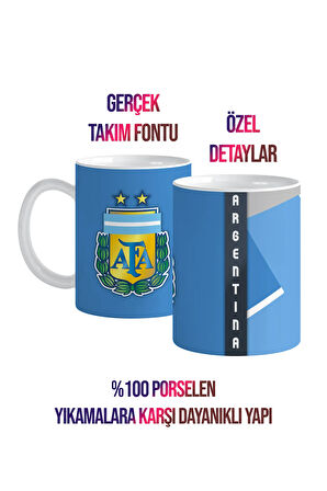 Numara İsim Yazdırma, Arjantin, Argentina Milli Takım Futbol Temalı, Porselen Kupa Bardak
