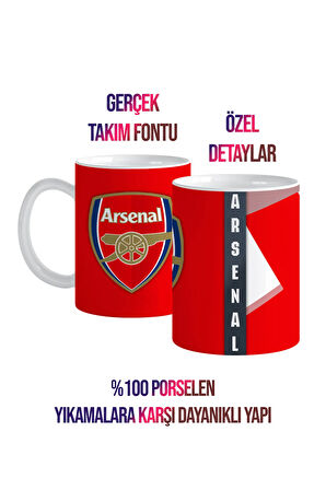 Numara İsim Yazdırma, Arsenal, Premier Lig Futbol Temalı, Porselen Kupa Bardak