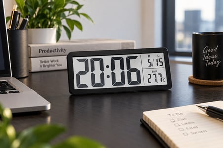 Dijital Masa ve Duvar Saati Büyük LCD Ekran Tarih Sıcaklık Göstergeli 20x8 cm Ev Ofis