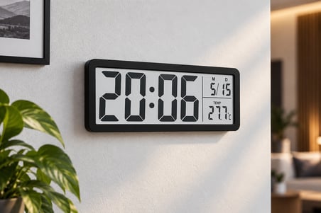 Dijital Masa ve Duvar Saati Büyük LCD Ekran Tarih Sıcaklık Göstergeli 20x8 cm Ev Ofis