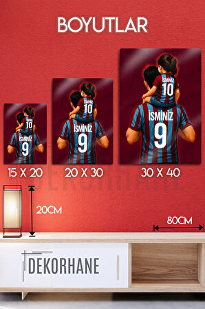 Metal Baskı - Kişiye Özel Trabzon, Bordo Mavi, Baba Kız Çocuk, Spor Tablosu