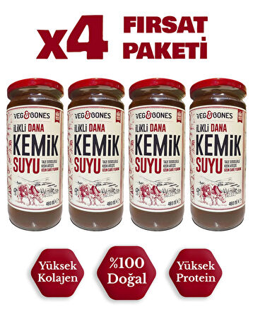 İlikli Dana Kemik Suyu Yüksek Kolajen ve Protein Deposu 4’lü Paket