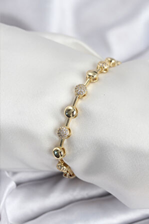 Pirinç VIP Seri Gold Renk Topçuk Model Kadın Bileklik - TJ-BB7923