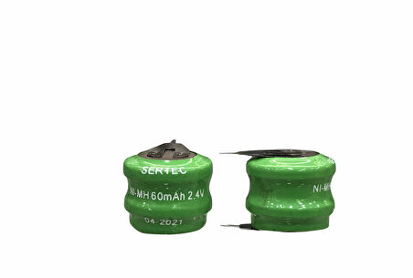 2.4V 2S1P 60 Mah 2 Pin  NI-MH Buton Pil
