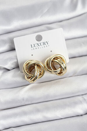 Pirinç Gold Renk Vintage Sarmal Model Kadın Küpe - TJ-BKP11358