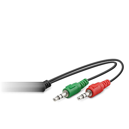 2 x 3.5 Mm To 3.5 Mm F Kablo 2Lıne Mikrofon + Kulaklık 20Cm Siyah HDX1053