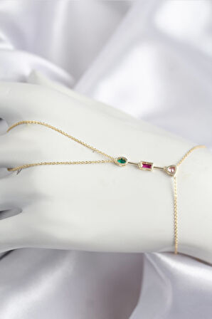 Pirinç Renkli Zirkon Taşlı Model Gold Renk Şahmeran - TJ-SN723