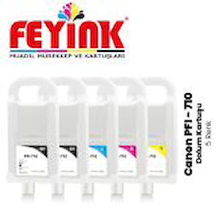 Feyink® Tx-3000/Tx-3100/Tx-4000/Tx-4100 PFI-710 Kolay Dolabilen Dolum Kartuşu Çipli 5 Renk 							