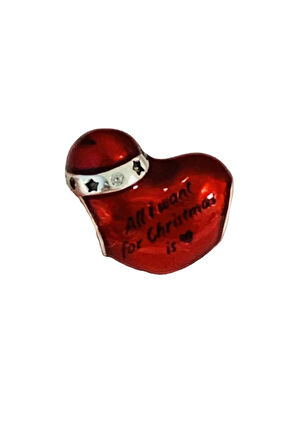 Yılbaşı Metalik Kırmızı Kalp Charm
