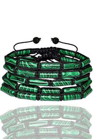 Sertifikalı Silindir Kesim Malahit Taşı Doğal Taş Bileklik