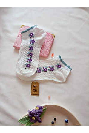 3 ÇİFT DİKİŞSİZ BURUN PATİK ÇORAP YUMUŞAK PAMUKLU KISA KONÇ DESENLİ KADIN 36-40