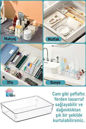 15'li Set Şeffaf Modern Organizer Ofis Çekmece Dolap Banyo Düzenleyici Clear Drawer Organizer