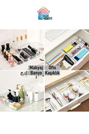 15'li Set Şeffaf Modern Organizer Ofis Çekmece Dolap Banyo Düzenleyici Clear Drawer Organizer