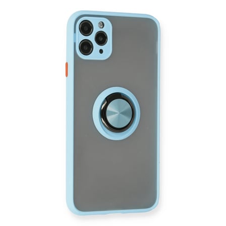 Bezos iPhone 11 Pro Kılıf Montreal Yüzüklü Silikon Kapak - Buz Mavi DLRA