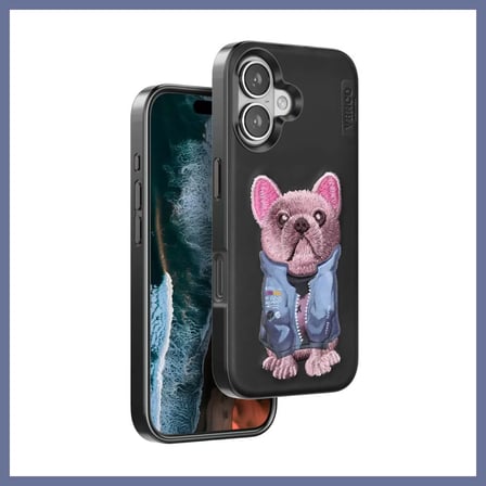Bezos Venco iPhone 16 Uyumlu Cute Desenli Kapak - Siyah DLRA