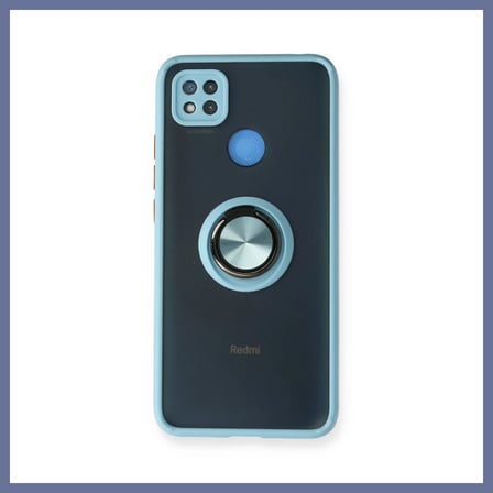 Bezos Redmi 9C Uyumlu Kılıf Montreal Yüzüklü Silikon Kapak - Buz Mavi DLRA