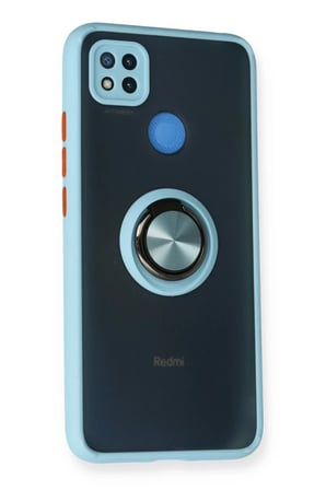 Bezos Redmi 9C Uyumlu Kılıf Montreal Yüzüklü Silikon Kapak - Buz Mavi DLRA