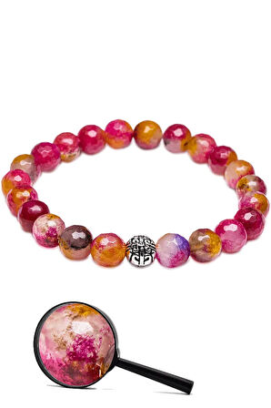 Sertifikalı Gümüş Aparatlı Fasetli Doğal Multicolor Kuvars Taşı Bileklik