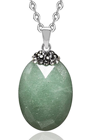 Sertifikalı Fasetli Aaa Kalite Doğal Aventurin Taşlı Kolye