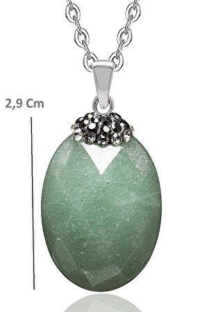 Sertifikalı Fasetli Aaa Kalite Doğal Aventurin Taşlı Kolye