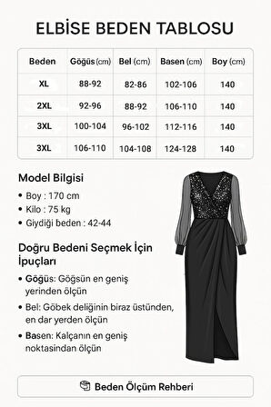 Kruvaze Yaka Payetli İçi Astarlı Elbise