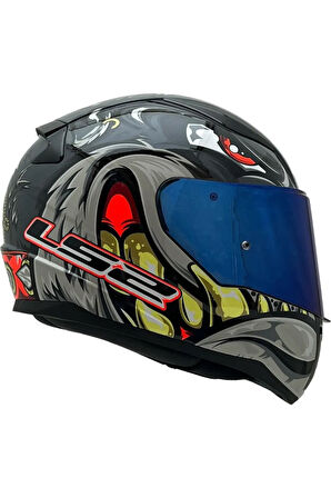 Rapıd 2 Spox Full Face Motosiklet Kaskı Gri-kırmızı Mavi Camlı