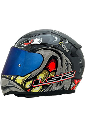 Rapıd 2 Spox Full Face Motosiklet Kaskı Gri-kırmızı Mavi Camlı