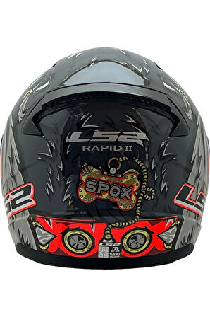 Rapıd 2 Spox Full Face Motosiklet Kaskı Gri-kırmızı Mavi Camlı