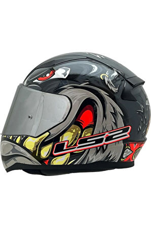 Rapıd 2 Spox Full Face Motosiklet Kaskı Gri-kırmızı Gri Camlı