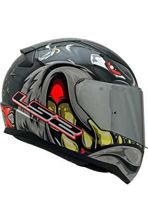 Rapıd 2 Spox Full Face Motosiklet Kaskı Gri-kırmızı Gri Camlı