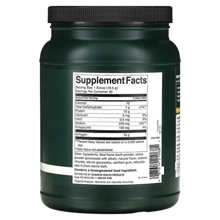 Real Food Bone Broth Collagen, Chocolate, 1.22 lb (555 g)