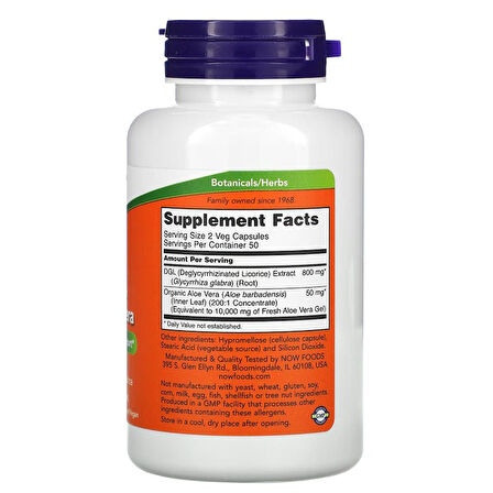 DGL with Aloe Vera, 400 mg, 100 Veg Capsules